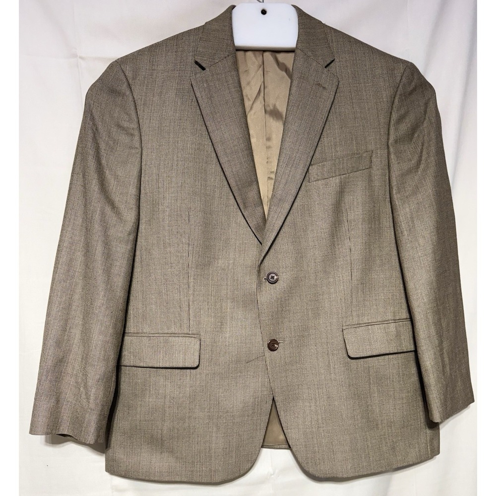 Lauren Ralph Lauren Men's 44S Brown Houndstooth Silk Wool Twill Blazer